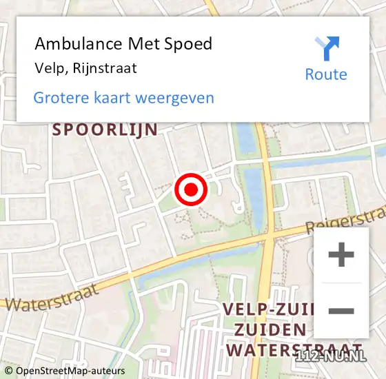 Locatie op kaart van de 112 melding: Ambulance Met Spoed Naar Velp, Rijnstraat op 21 augustus 2019 18:20