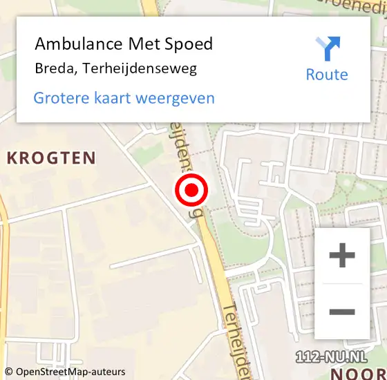 Locatie op kaart van de 112 melding: Ambulance Met Spoed Naar Breda, Terheijdenseweg op 22 augustus 2019 03:45