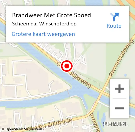 Locatie op kaart van de 112 melding: Brandweer Met Grote Spoed Naar Scheemda, Winschoterdiep op 22 augustus 2019 04:48