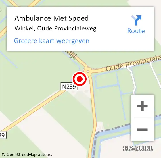 Locatie op kaart van de 112 melding: Ambulance Met Spoed Naar Winkel, Oude Provincialeweg op 22 augustus 2019 11:31