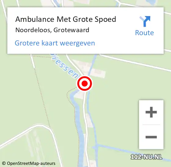 Locatie op kaart van de 112 melding: Ambulance Met Grote Spoed Naar Noordeloos, Grotewaard op 22 augustus 2019 12:31