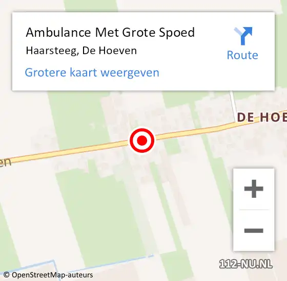 Locatie op kaart van de 112 melding: Ambulance Met Grote Spoed Naar Haarsteeg, De Hoeven op 22 augustus 2019 13:35