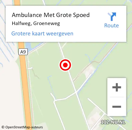 Locatie op kaart van de 112 melding: Ambulance Met Grote Spoed Naar Halfweg, Groeneweg op 22 augustus 2019 15:39