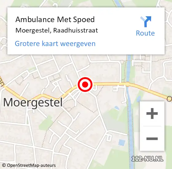 Locatie op kaart van de 112 melding: Ambulance Met Spoed Naar Moergestel, Raadhuisstraat op 22 augustus 2019 16:39