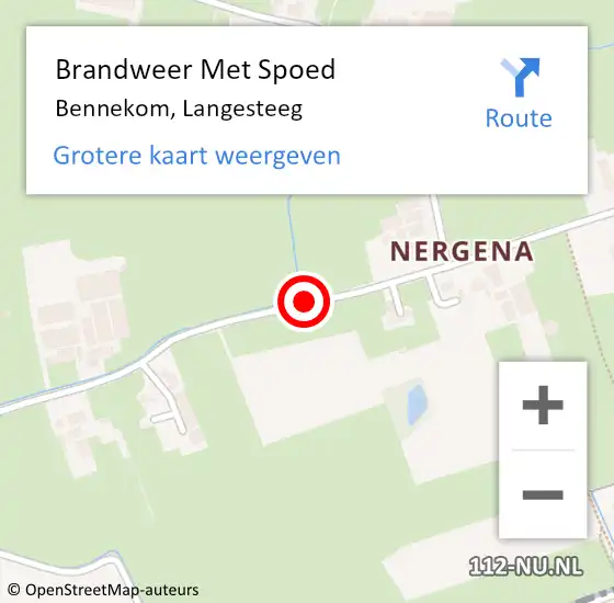Locatie op kaart van de 112 melding: Brandweer Met Spoed Naar Bennekom, Langesteeg op 22 augustus 2019 17:08