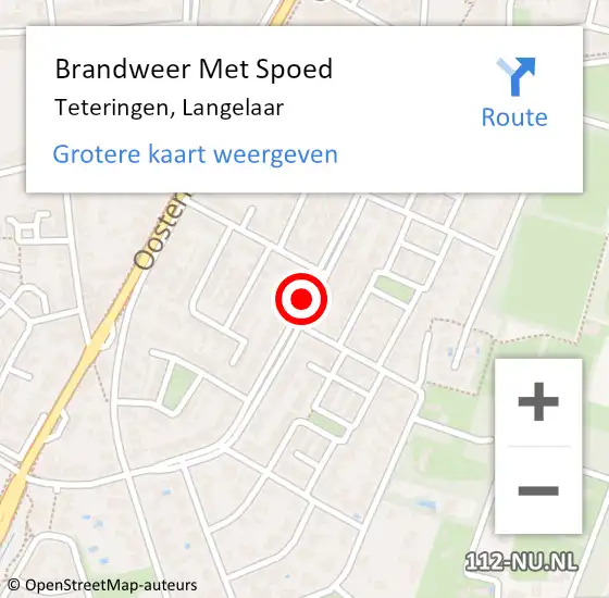 Locatie op kaart van de 112 melding: Brandweer Met Spoed Naar Teteringen, Langelaar op 22 augustus 2019 19:35