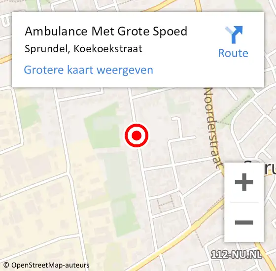 Locatie op kaart van de 112 melding: Ambulance Met Grote Spoed Naar Sprundel, Koekoekstraat op 22 augustus 2019 21:30