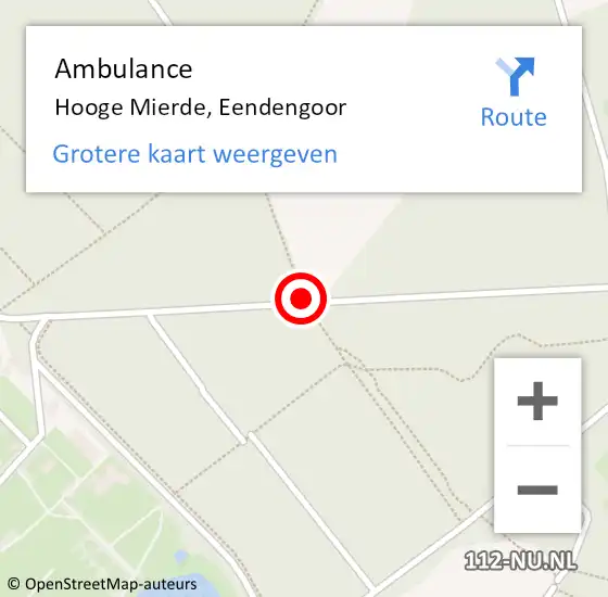Locatie op kaart van de 112 melding: Ambulance Hooge Mierde, Eendengoor op 22 augustus 2019 21:49