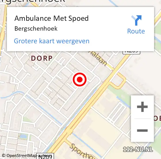 Locatie op kaart van de 112 melding: Ambulance Met Spoed Naar Bergschenhoek op 22 augustus 2019 23:15