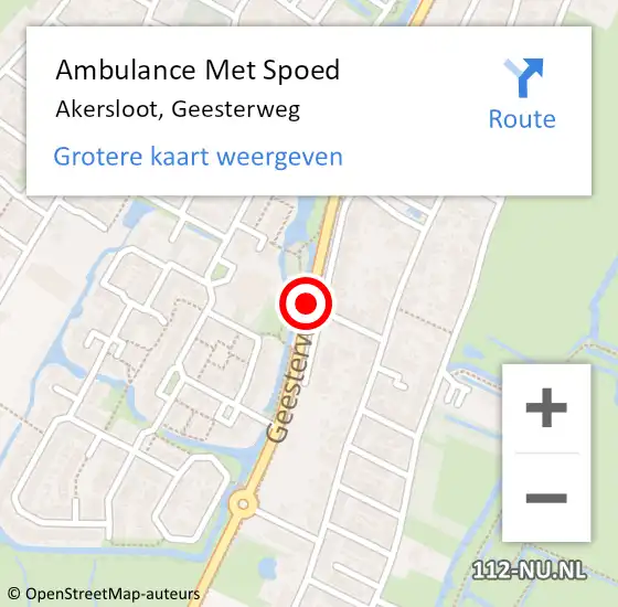 Locatie op kaart van de 112 melding: Ambulance Met Spoed Naar Akersloot, Geesterweg op 23 augustus 2019 11:41
