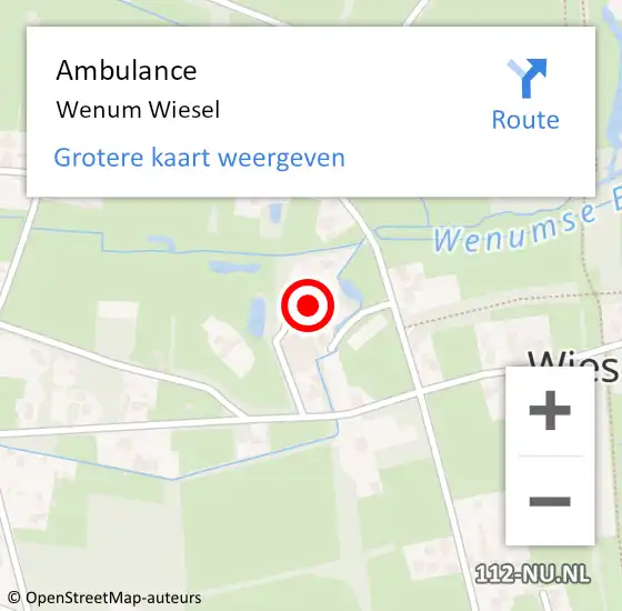 Locatie op kaart van de 112 melding: Ambulance Wenum Wiesel op 23 augustus 2019 14:17