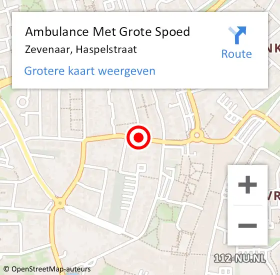 Locatie op kaart van de 112 melding: Ambulance Met Grote Spoed Naar Zevenaar, Haspelstraat op 23 augustus 2019 15:25