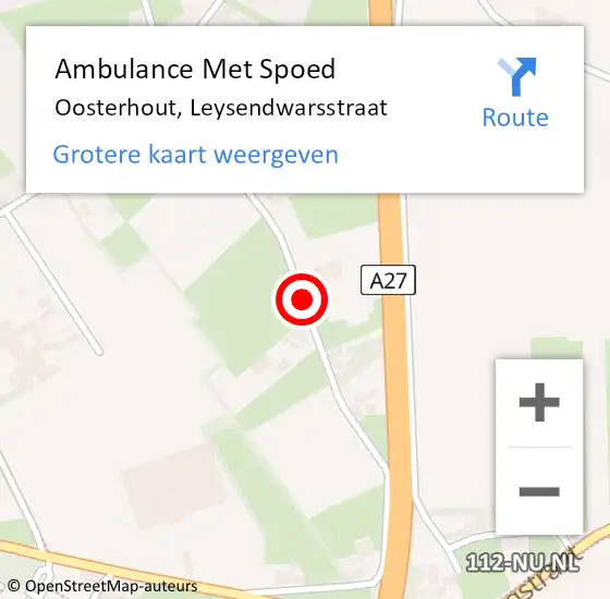 Locatie op kaart van de 112 melding: Ambulance Met Spoed Naar Oosterhout, Leysendwarsstraat op 23 augustus 2019 19:06