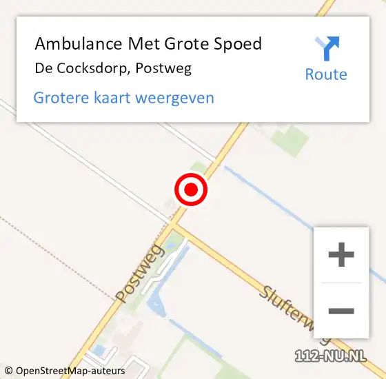 Locatie op kaart van de 112 melding: Ambulance Met Grote Spoed Naar De Cocksdorp, Postweg op 23 augustus 2019 19:26