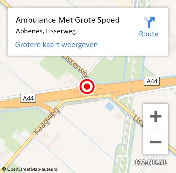 Locatie op kaart van de 112 melding: Ambulance Met Grote Spoed Naar Abbenes, Lisserweg op 23 augustus 2019 22:19