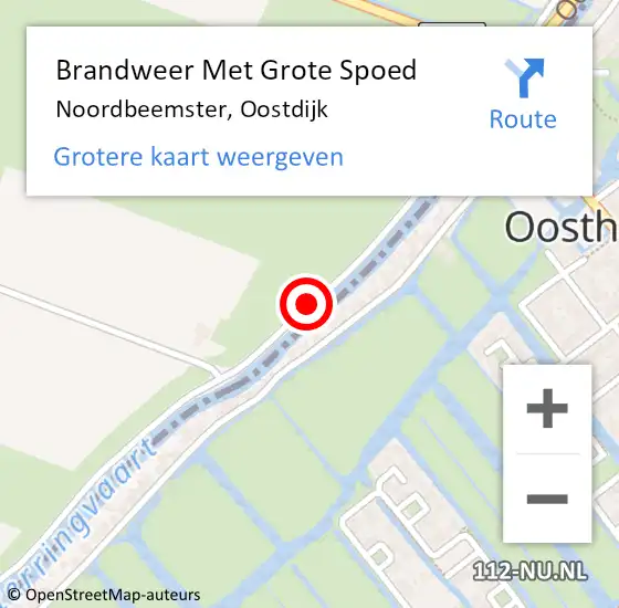 Locatie op kaart van de 112 melding: Brandweer Met Grote Spoed Naar Noordbeemster, Oostdijk op 23 augustus 2019 23:18