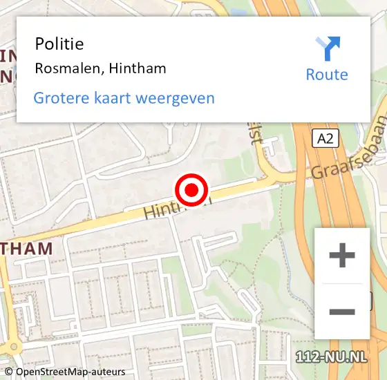 Locatie op kaart van de 112 melding: Politie Rosmalen, Hintham op 24 augustus 2019 00:35