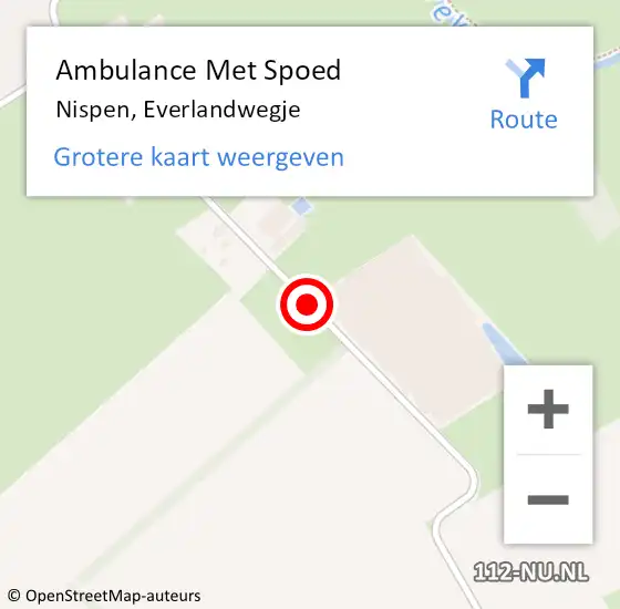 Locatie op kaart van de 112 melding: Ambulance Met Spoed Naar Nispen, Everlandwegje op 24 augustus 2019 01:27