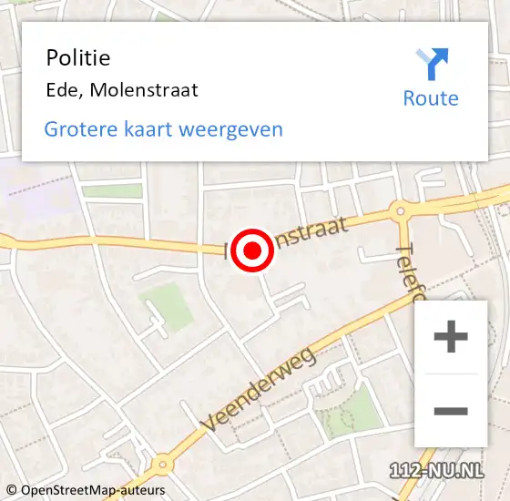 Locatie op kaart van de 112 melding: Politie Ede, Molenstraat op 24 augustus 2019 01:48