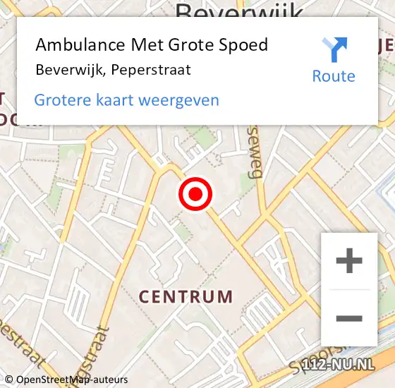 Locatie op kaart van de 112 melding: Ambulance Met Grote Spoed Naar Beverwijk, Peperstraat op 24 augustus 2019 02:57