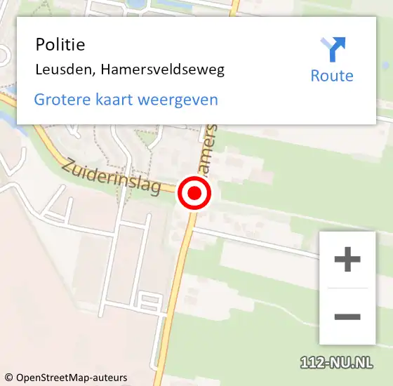 Locatie op kaart van de 112 melding: Politie Leusden, Hamersveldseweg op 24 augustus 2019 03:49