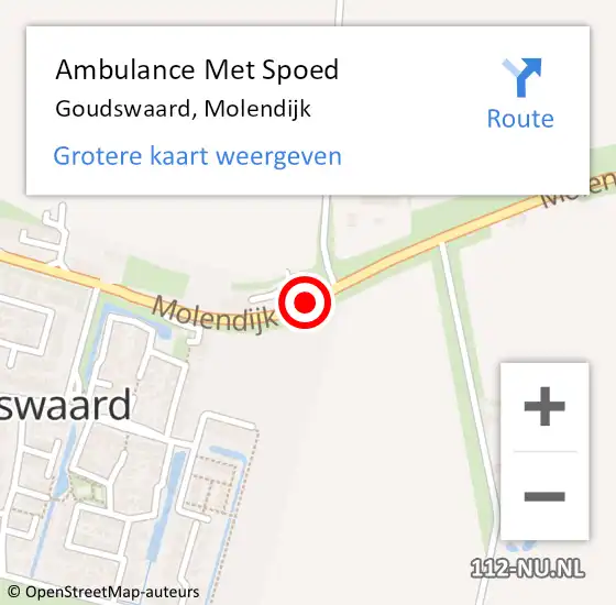 Locatie op kaart van de 112 melding: Ambulance Met Spoed Naar Goudswaard, Molendijk op 24 augustus 2019 04:21