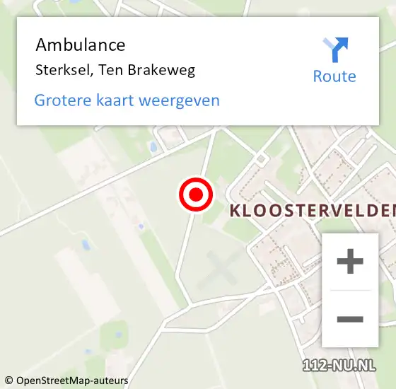 Locatie op kaart van de 112 melding: Ambulance Sterksel, Ten Brakeweg op 24 augustus 2019 08:22