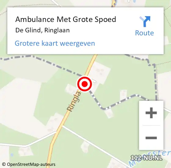 Locatie op kaart van de 112 melding: Ambulance Met Grote Spoed Naar De Glind, Ringlaan op 24 augustus 2019 08:34