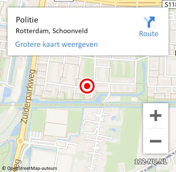 Locatie op kaart van de 112 melding: Politie Rotterdam, Schoonveld op 24 augustus 2019 09:00