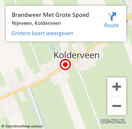 Locatie op kaart van de 112 melding: Brandweer Met Grote Spoed Naar Nijeveen, Kolderveen op 24 augustus 2019 09:02