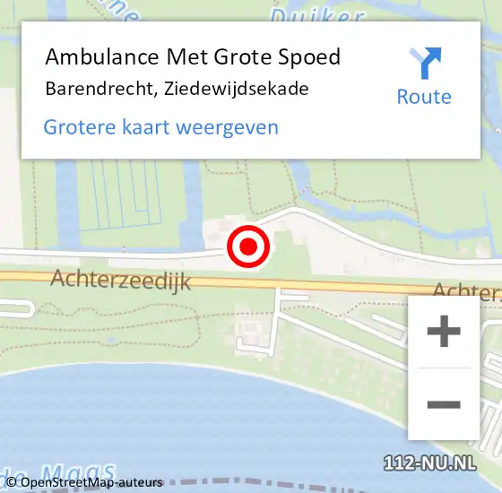 Locatie op kaart van de 112 melding: Ambulance Met Grote Spoed Naar Barendrecht, Ziedewijdsekade op 24 augustus 2019 10:52