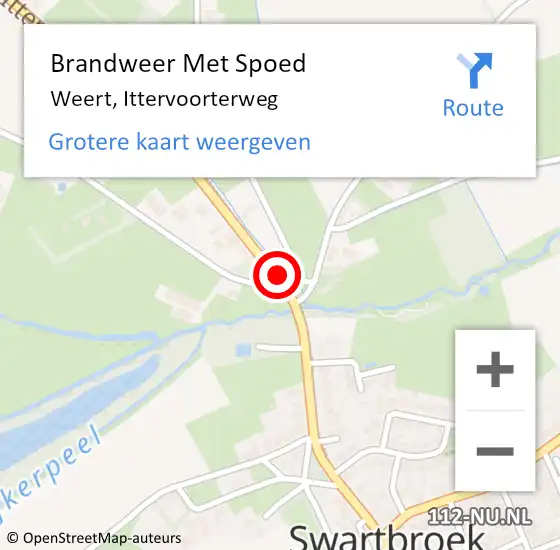 Locatie op kaart van de 112 melding: Brandweer Met Spoed Naar Weert, Ittervoorterweg op 24 augustus 2019 11:38