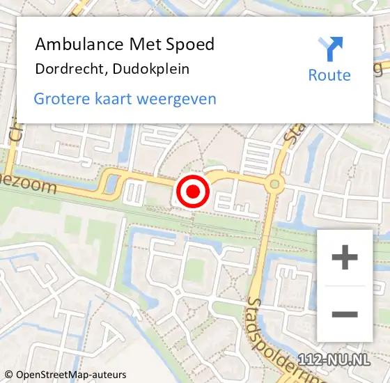 Locatie op kaart van de 112 melding: Ambulance Met Spoed Naar Dordrecht, Dudokplein op 24 augustus 2019 11:39