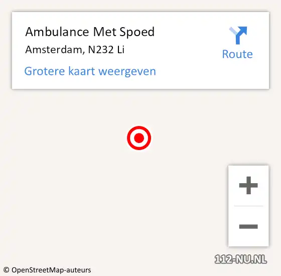 Locatie op kaart van de 112 melding: Ambulance Met Spoed Naar Amsterdam, N232 Li op 24 augustus 2019 12:13