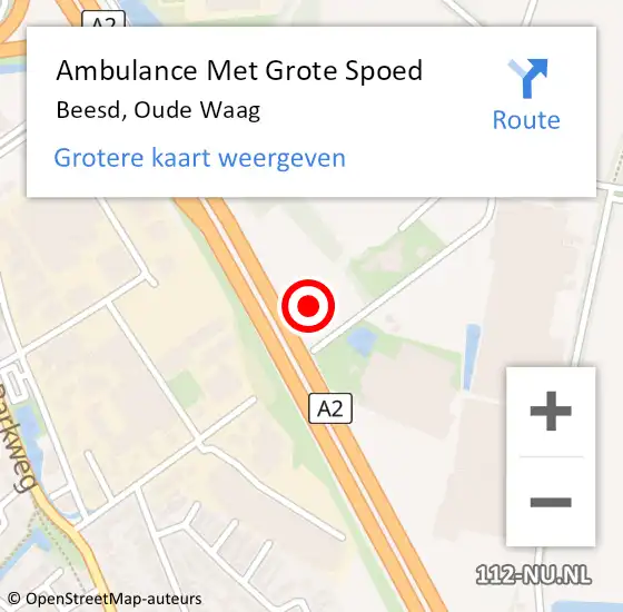 Locatie op kaart van de 112 melding: Ambulance Met Grote Spoed Naar Beesd, Marienwaerdt t Klooster op 24 augustus 2019 13:32