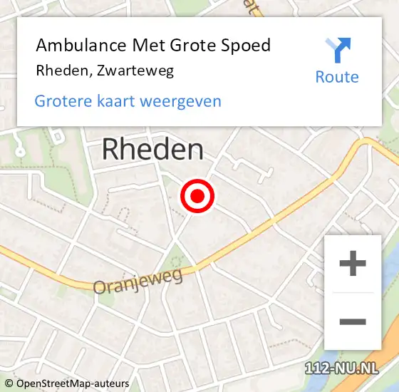 Locatie op kaart van de 112 melding: Ambulance Met Grote Spoed Naar Rheden, Zwarteweg op 24 augustus 2019 14:54