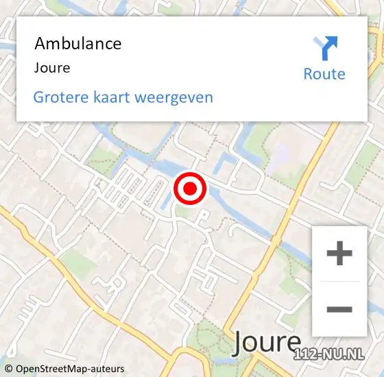 Locatie op kaart van de 112 melding: Ambulance Joure op 24 augustus 2019 15:17