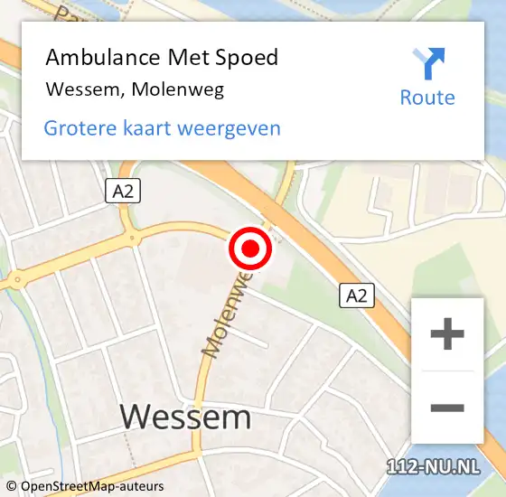 Locatie op kaart van de 112 melding: Ambulance Met Spoed Naar Wessem, Molenweg op 24 augustus 2019 15:21