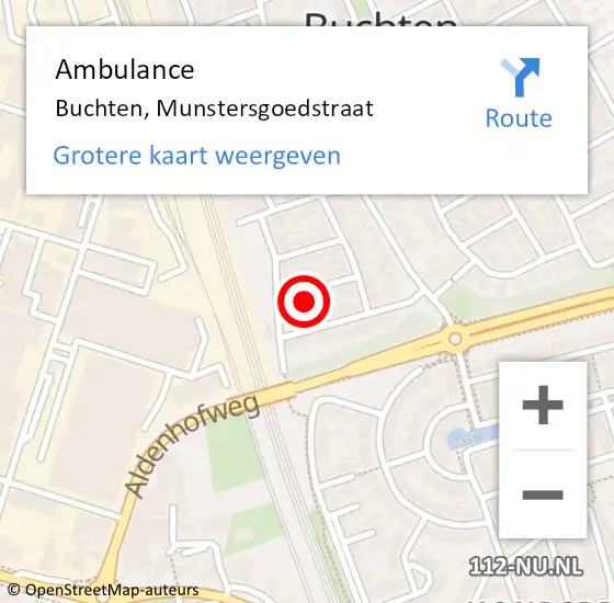 Locatie op kaart van de 112 melding: Ambulance Buchten, Munstersgoedstraat op 11 april 2014 15:00