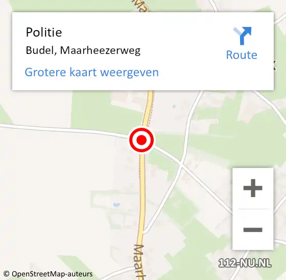Locatie op kaart van de 112 melding: Politie Budel, Maarheezerweg op 24 augustus 2019 20:11