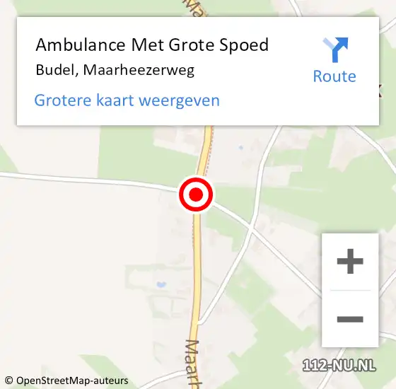 Locatie op kaart van de 112 melding: Ambulance Met Grote Spoed Naar Budel, Maarheezerweg op 24 augustus 2019 20:14