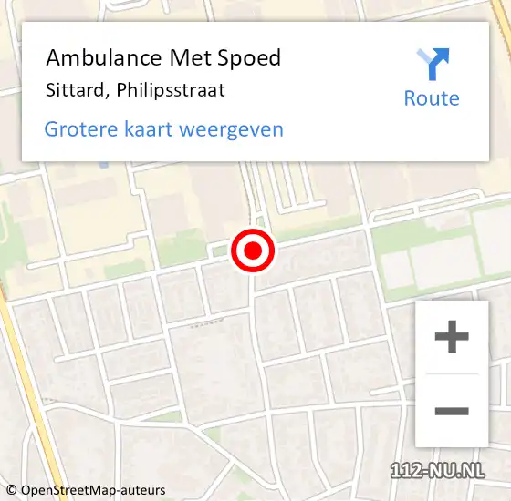 Locatie op kaart van de 112 melding: Ambulance Met Spoed Naar Sittard, Philipsstraat op 24 augustus 2019 20:20