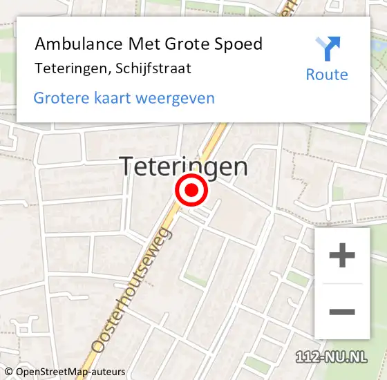 Locatie op kaart van de 112 melding: Ambulance Met Grote Spoed Naar Teteringen, Schijfstraat op 24 augustus 2019 22:15