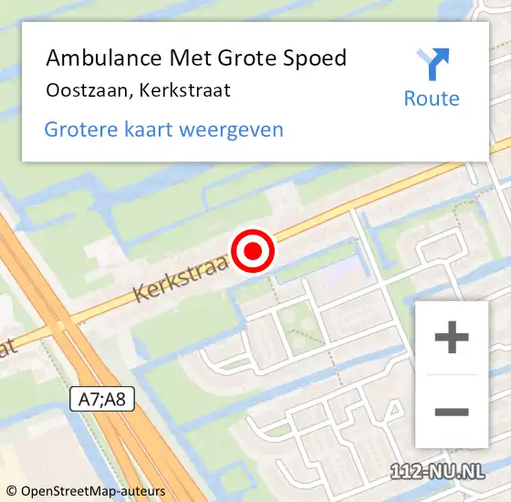 Locatie op kaart van de 112 melding: Ambulance Met Grote Spoed Naar Oostzaan, Kerkstraat op 24 augustus 2019 22:53