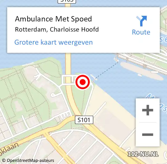 Locatie op kaart van de 112 melding: Ambulance Met Spoed Naar Rotterdam, Charloisse Hoofd op 24 augustus 2019 22:58