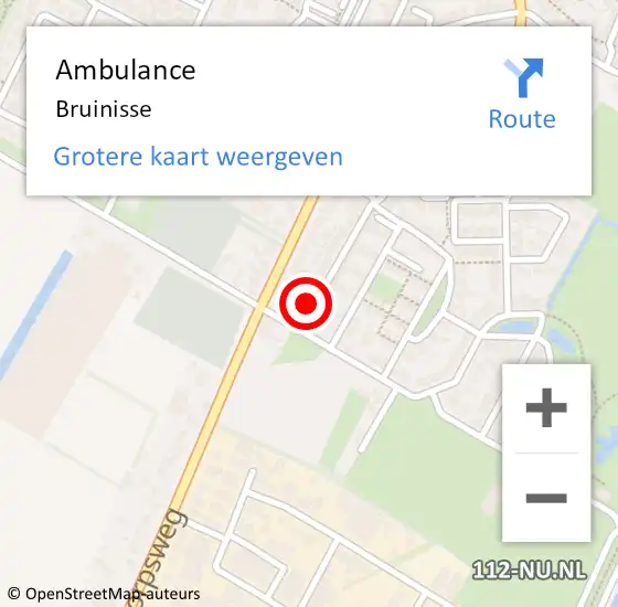 Locatie op kaart van de 112 melding: Ambulance Bruinisse op 25 augustus 2019 01:39