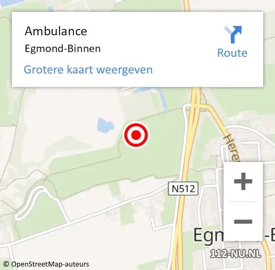 Locatie op kaart van de 112 melding: Ambulance Egmond-Binnen op 25 augustus 2019 10:48