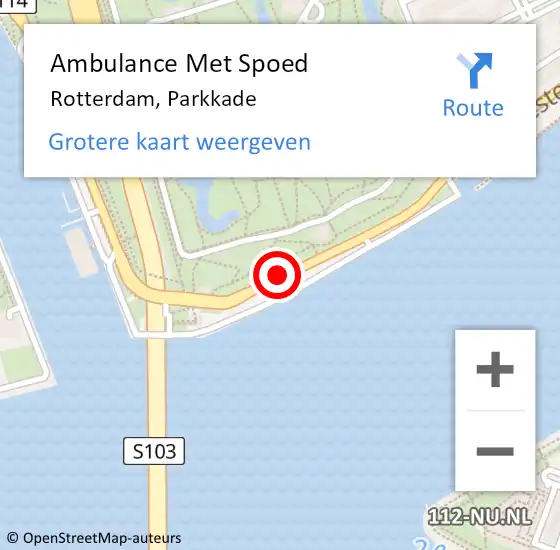 Locatie op kaart van de 112 melding: Ambulance Met Spoed Naar Rotterdam, Parkkade op 25 augustus 2019 13:02