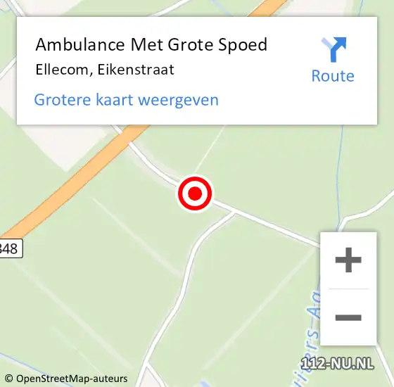 Locatie op kaart van de 112 melding: Ambulance Met Grote Spoed Naar Ellecom, Eikenstraat op 25 augustus 2019 14:01