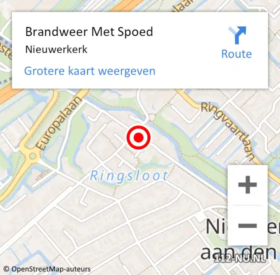 Locatie op kaart van de 112 melding: Brandweer Met Spoed Naar Nieuwerkerk op 25 augustus 2019 14:30